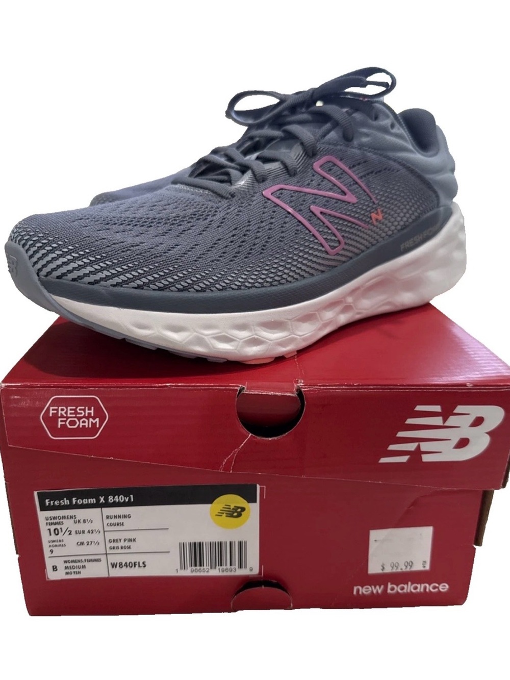 New Balance Women's US 10.5B Fresh Foam 840v1 Running Course Sneakers Grey Pink